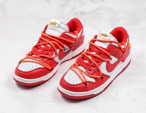 Baskets Nike SB Dunk femme Low University Red X Off-white