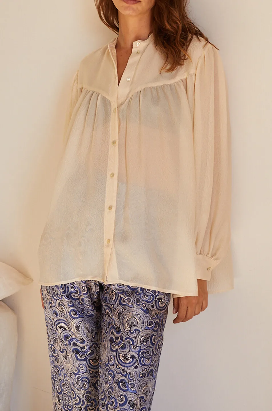 Blouse ample en voile de soie martelé Irvin