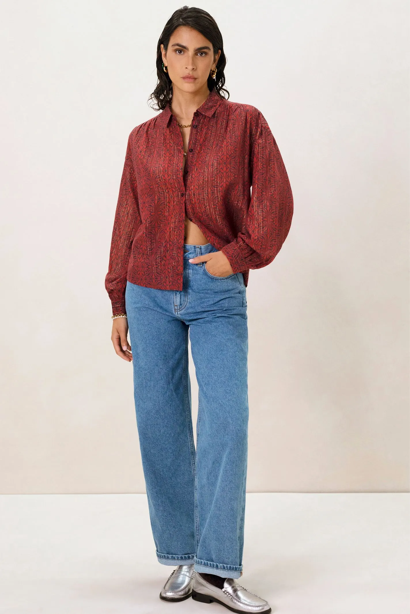 Blouse avec lurex - rouge
