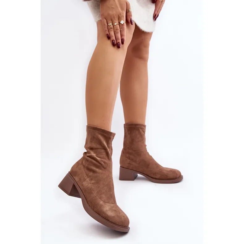 Bottes à talons bas pour femmes marron Aphroteia brun