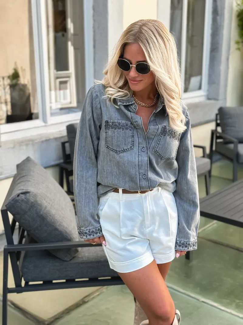 Chemise en jeans Éllia - Gris