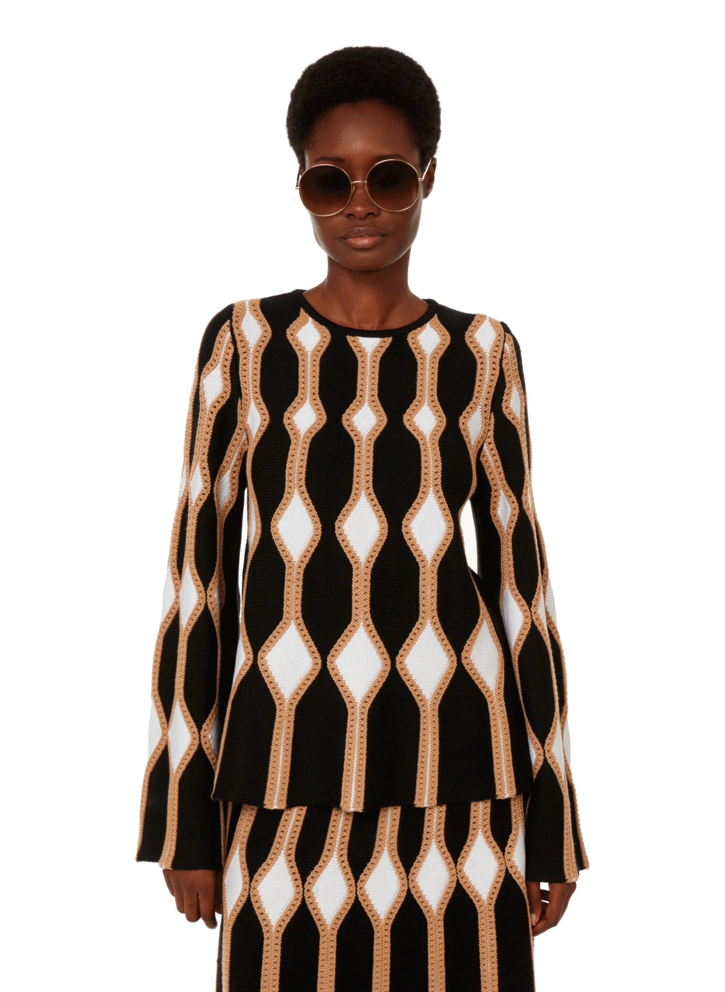 CHLOÉ  Pull à motif en laine  - Marron
