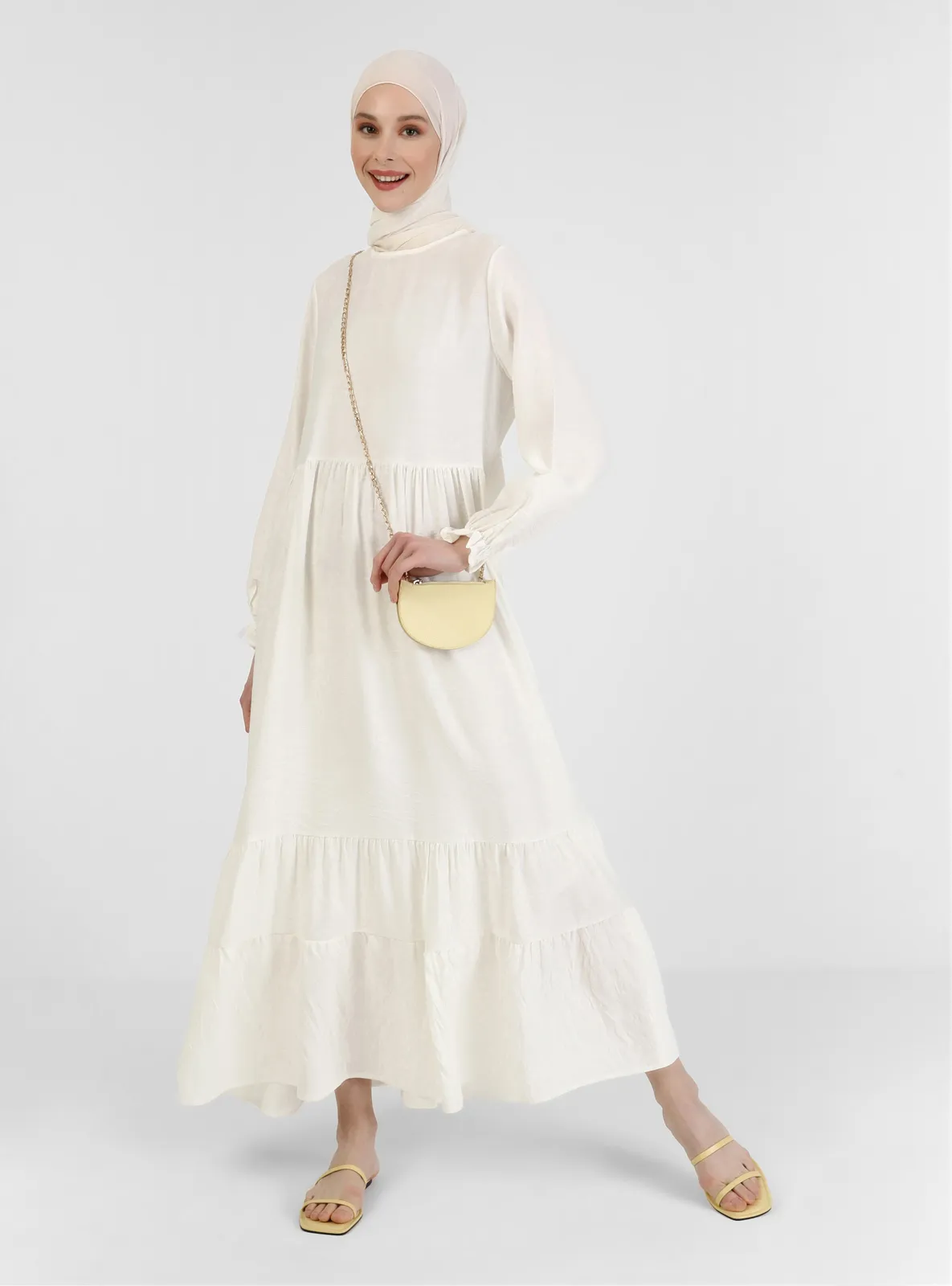 - Crew neck - Unlined - - Viscose - Modest Dress