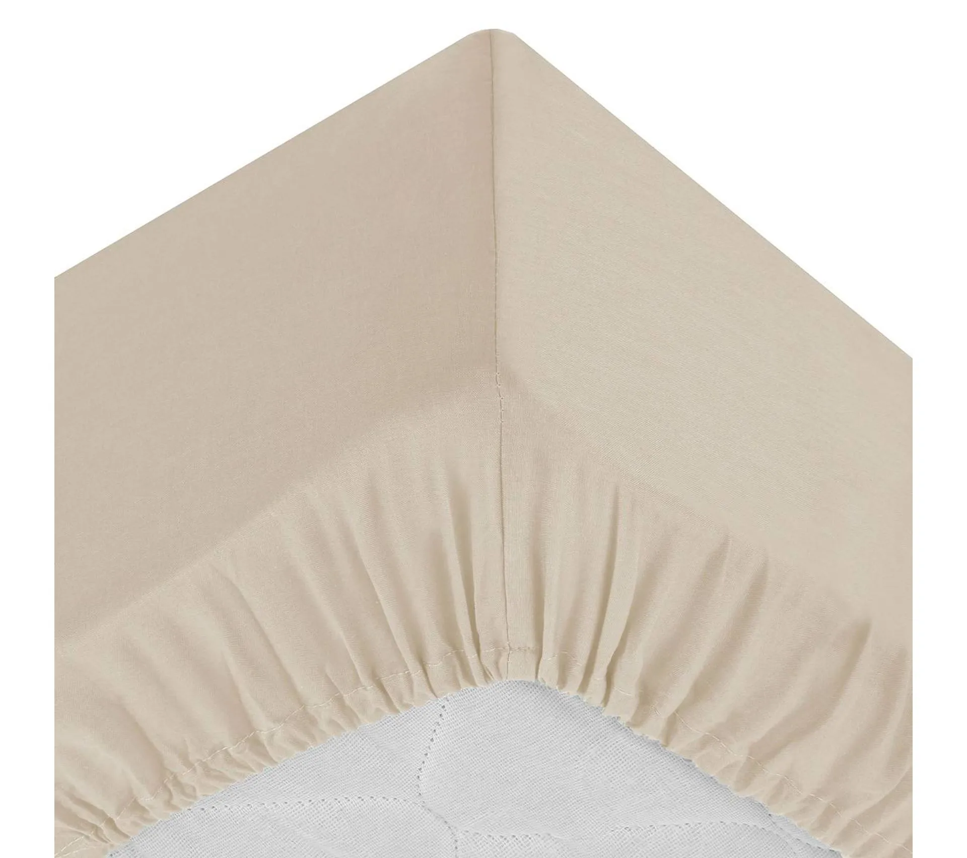 Drap Housse 2 Personnes En Percale De Coton Beige Lin 160 X 200 Cm