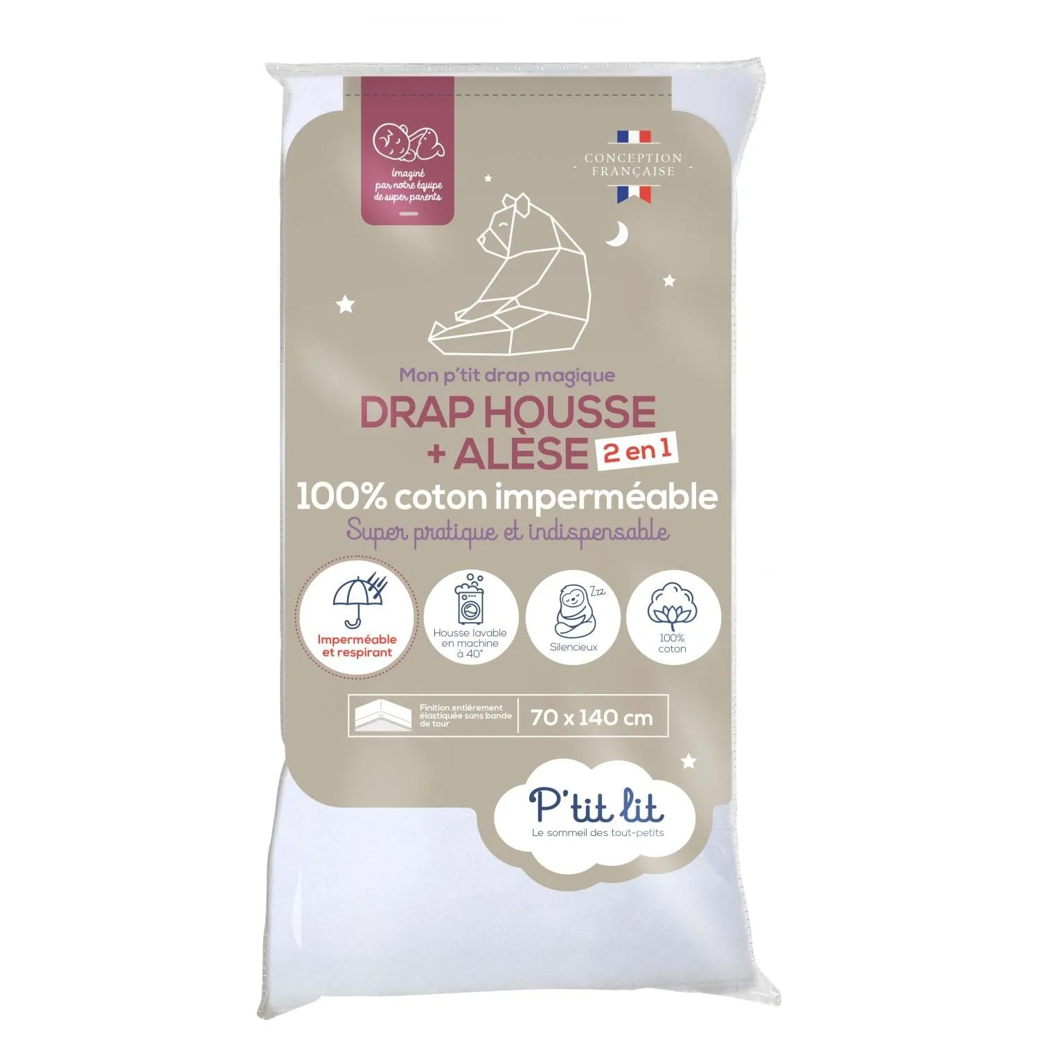 Drap-housse Magique 2-en-1 70 x 140 cm