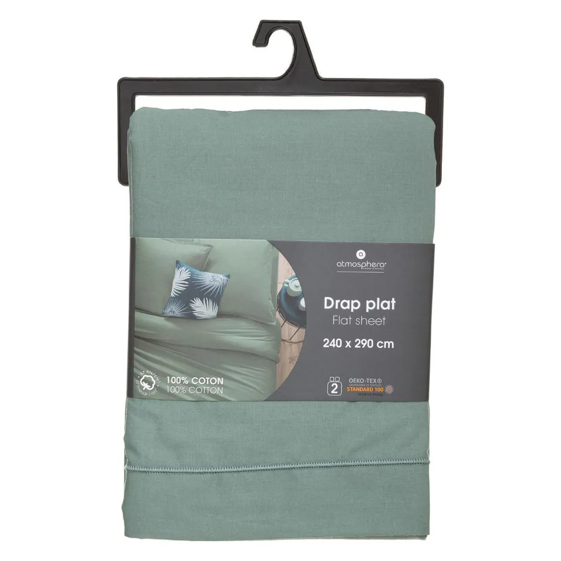 Drap Plat 2 Pièces Céladon 240 x 290 | 3 Suisses