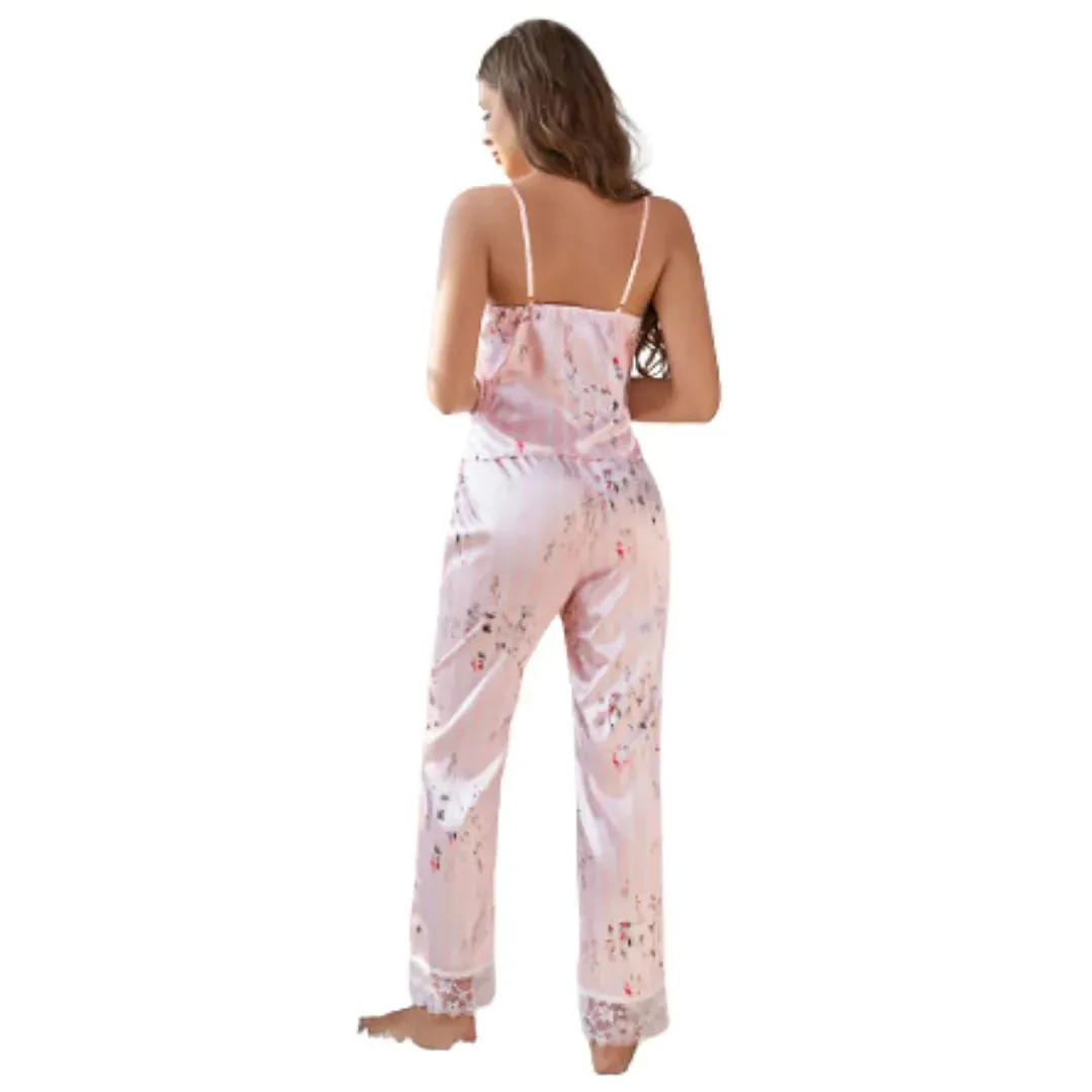 Ensemble de Pyjama en Satin à Imprimé Floral pour Femmes : Confort et légance