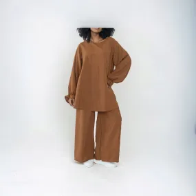Ensemble large manche tulipe pantalon large