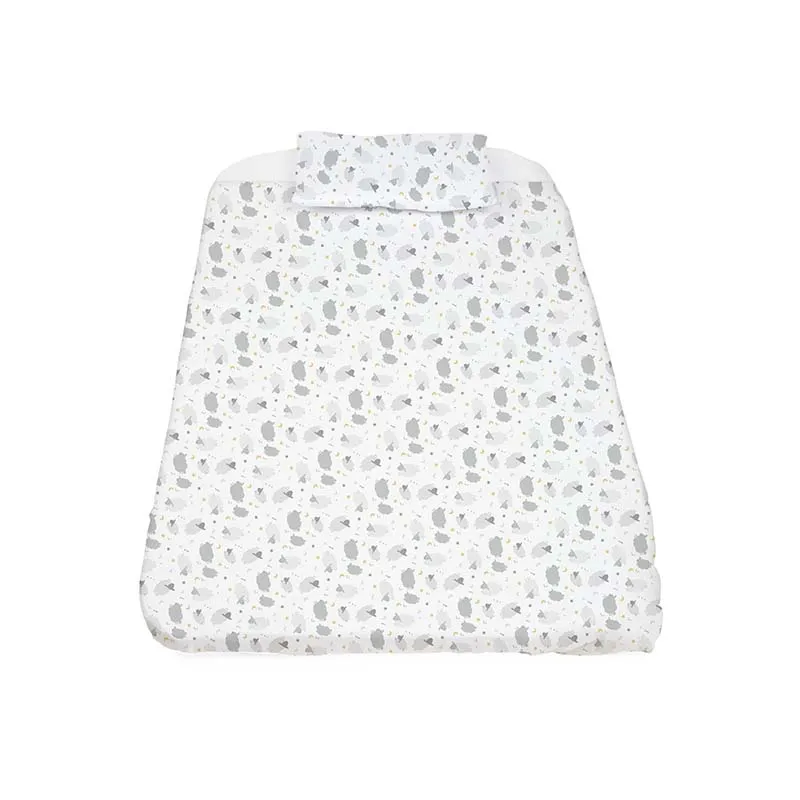 Ensemble linge de lit 3 pièces pour Berceau Cododo Next2Me Forever : Taie oreiller + Drap housse + Housse de couette Grey Sheep