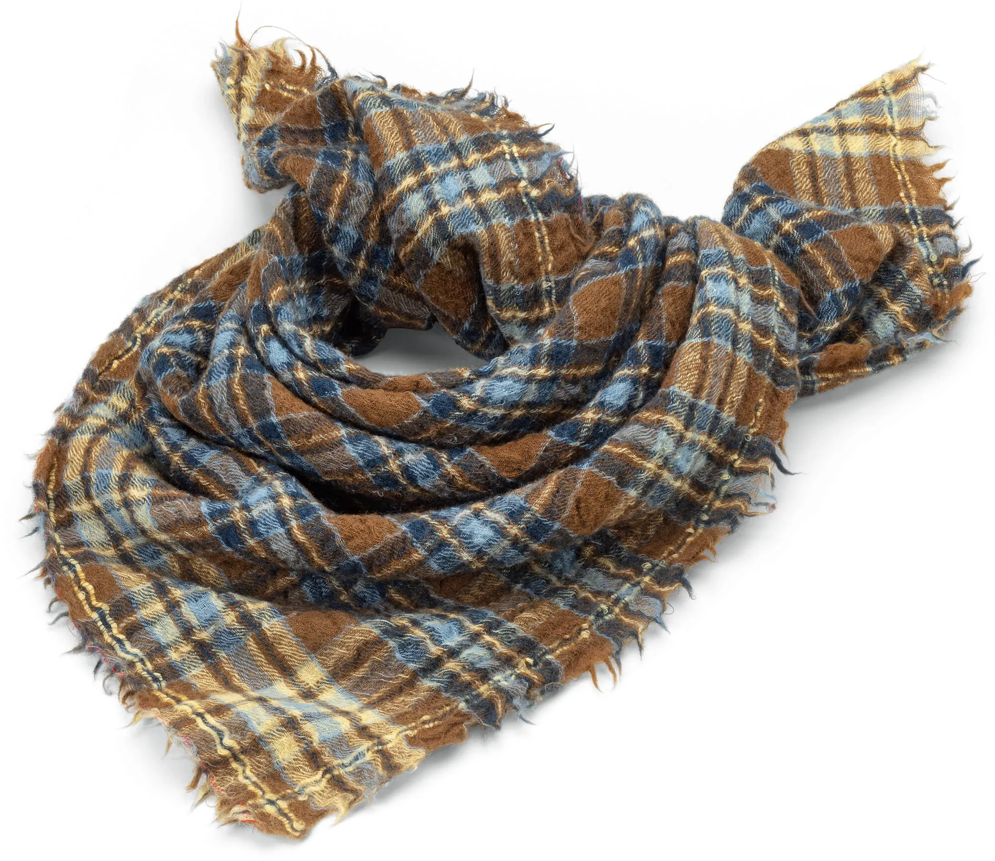 Foulard unisexe, marron-bleu