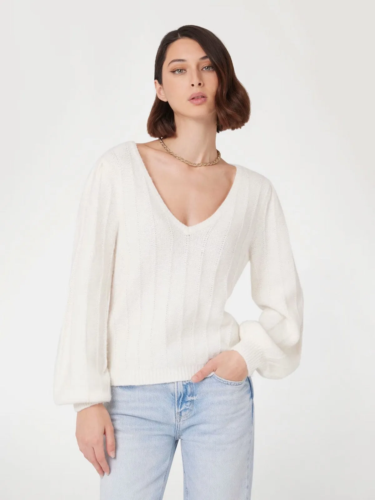 GUESS Pull Femme LS VN MADELINE TEXTURE SWTR W4BR0N Z3LG0 G1O6 Blanc