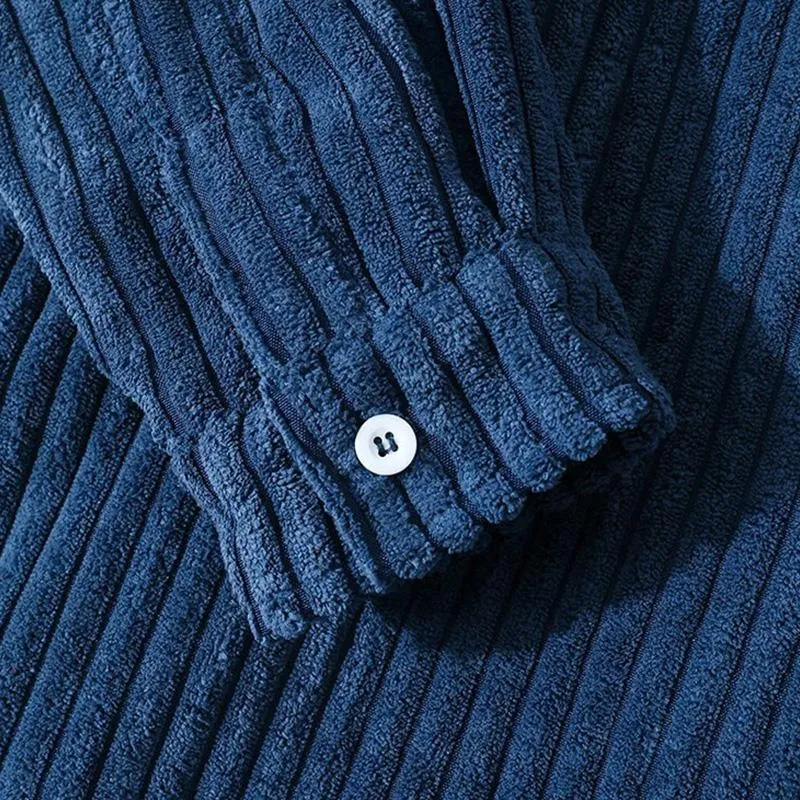 Jerome - Surchemise en Velours Ctelé Bleu Foncé Stylée pour l'Automne pour Hommes