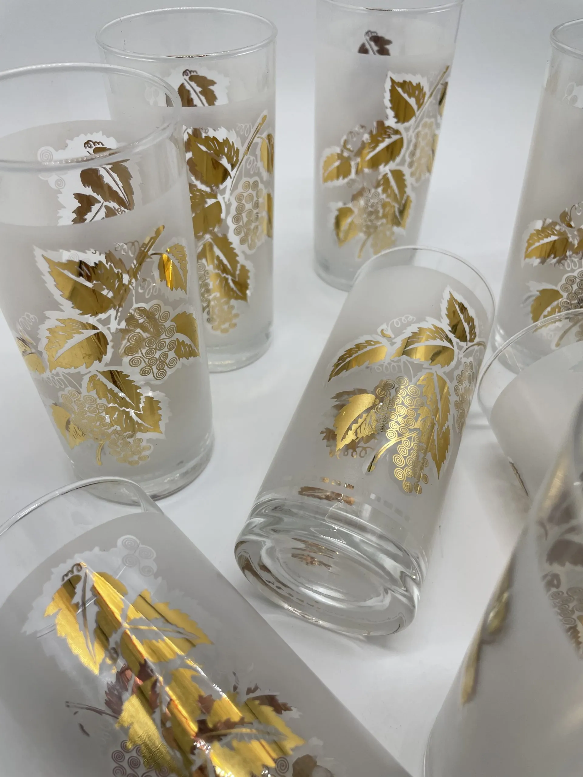 Lot de 8 verres motif vignes - Ressourcerie Histoires Sans Fin