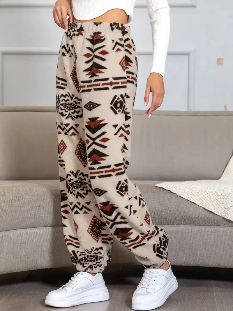 Marta - Pantalon de jogging à motif aztèque avec un bas ferme