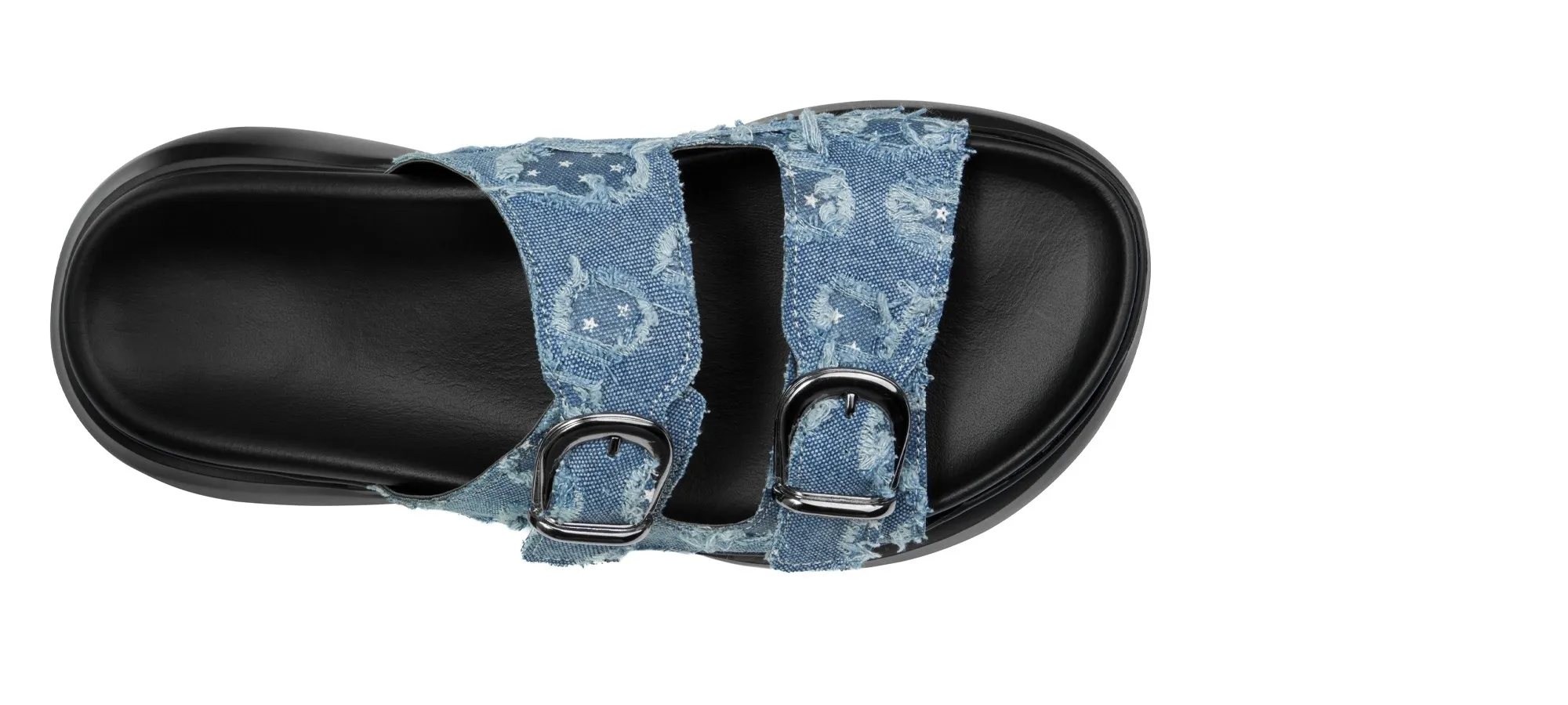 Mosquito Bay - Sandales Rehaussantes en tissu denim jusqu'à 6 cm en plus