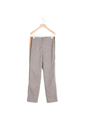 Pantalon droit à carreaux et galons