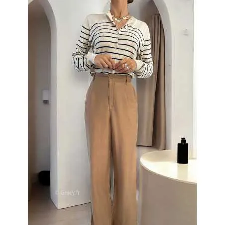 Pantalon pinces camel coupe fluide