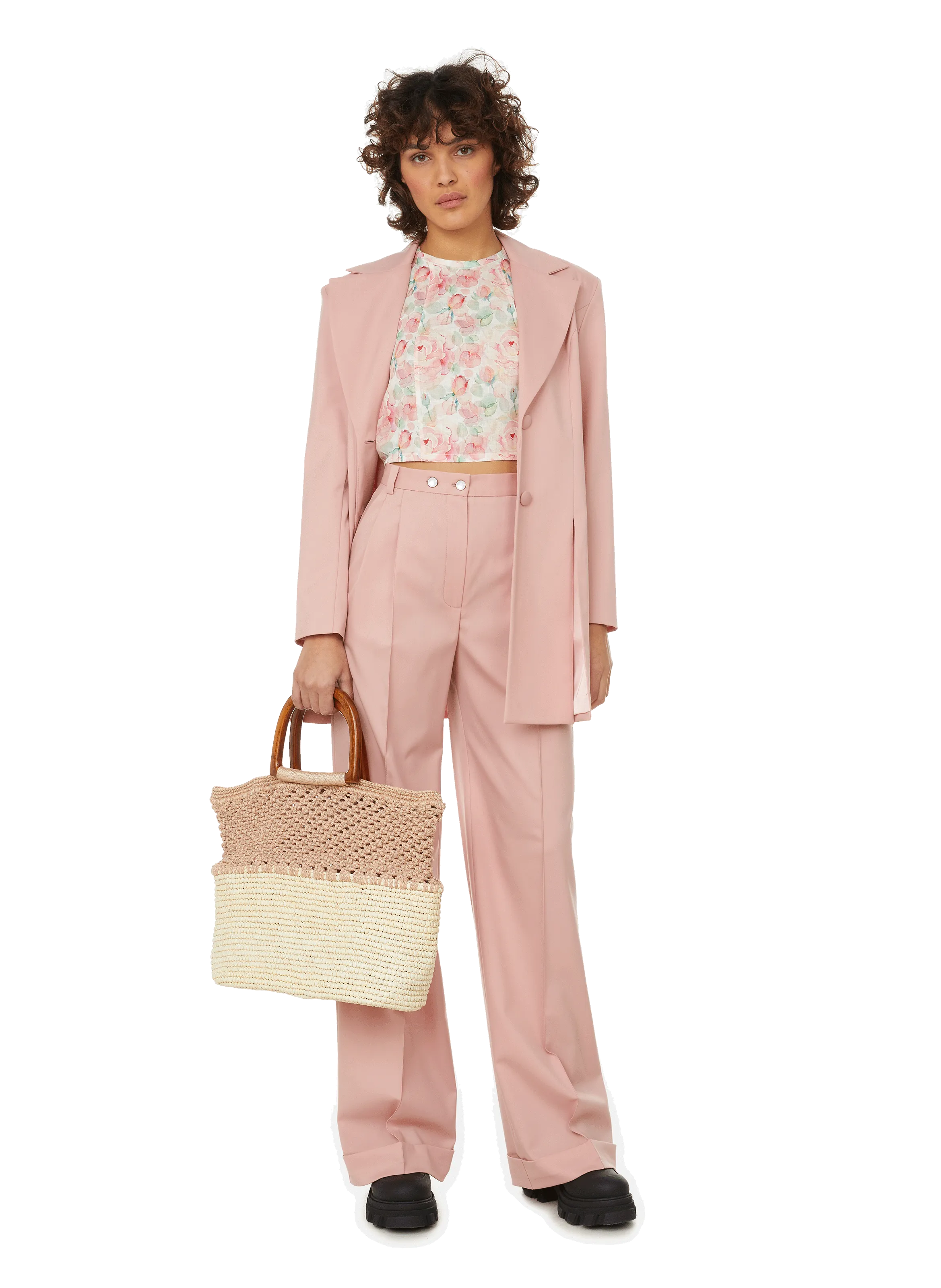 PANTALON à PLIS EN LAINE MéLANGéE - LIYA pour FEMME | Printemps