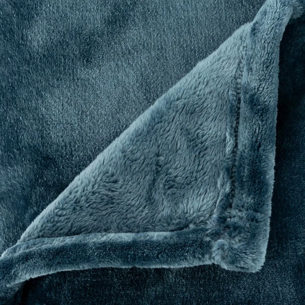 Plaid flanelle cuddly bleu égéen 180x230cm