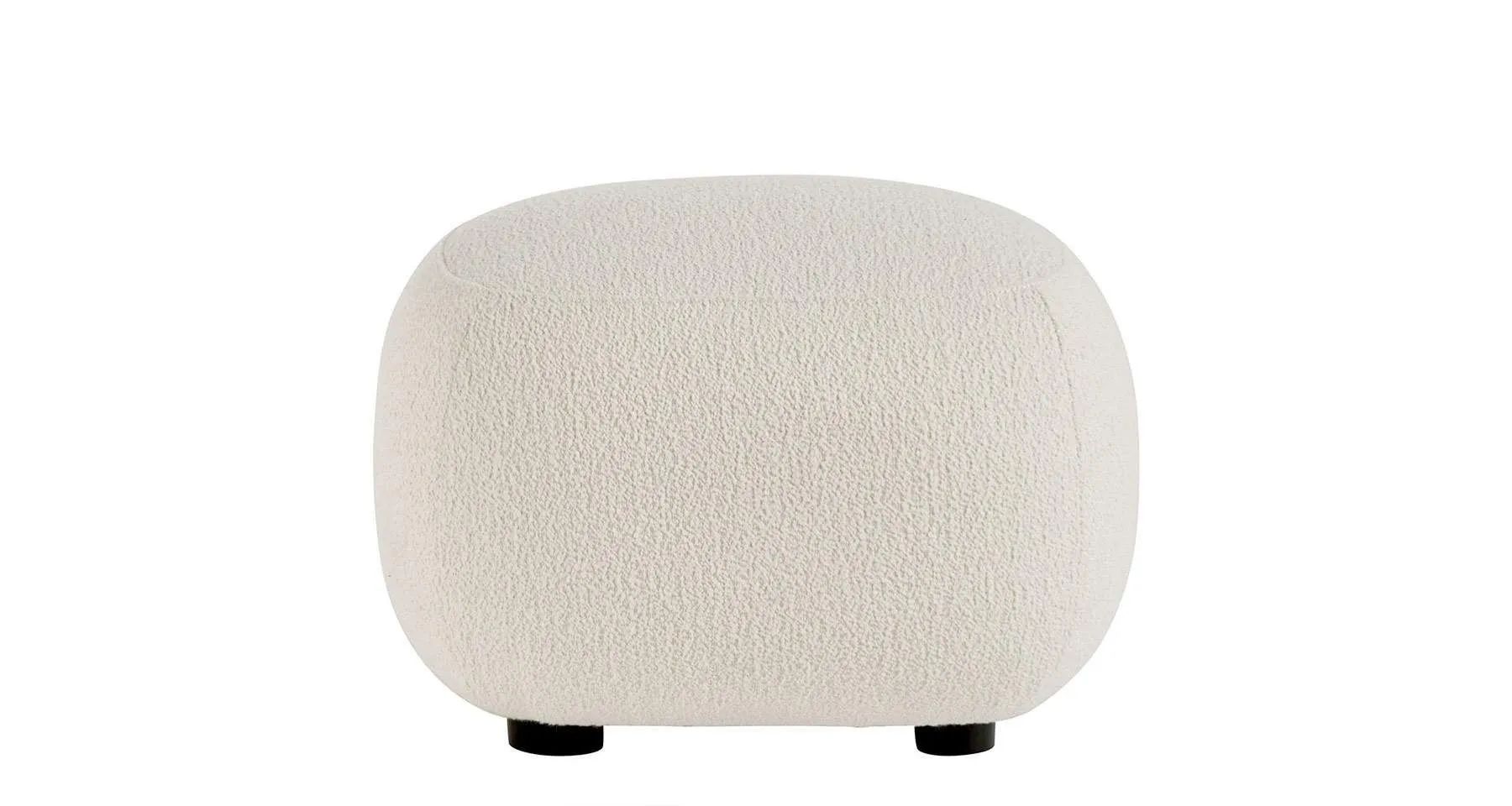 Pouf avec tissu à bouclettes ou velours Lisette - Blanc d'Ivoire