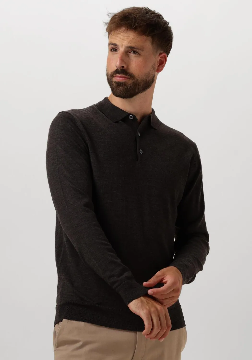 profuomo polo polo long sleeve en marron
