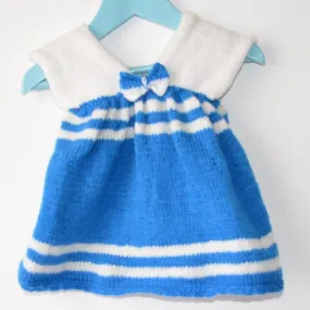 Robe bleue et blanche avec petit nœud pour bébé - robe pour bébé couleur personnalisable