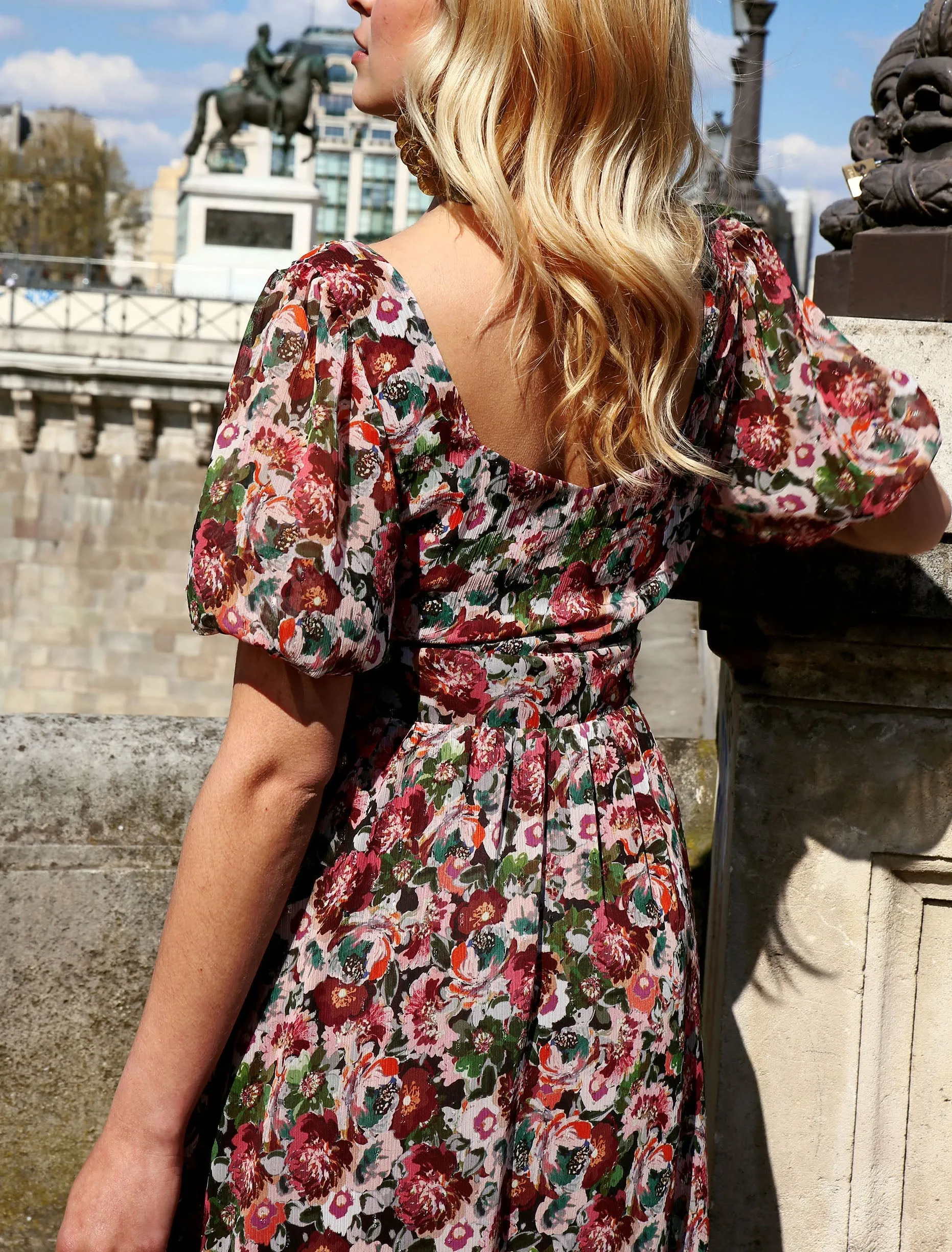 Robe Clémence print bordeaux - S/36
