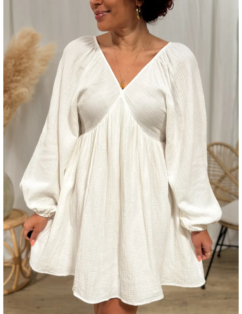 Robe gaze de coton blanc - Lydie