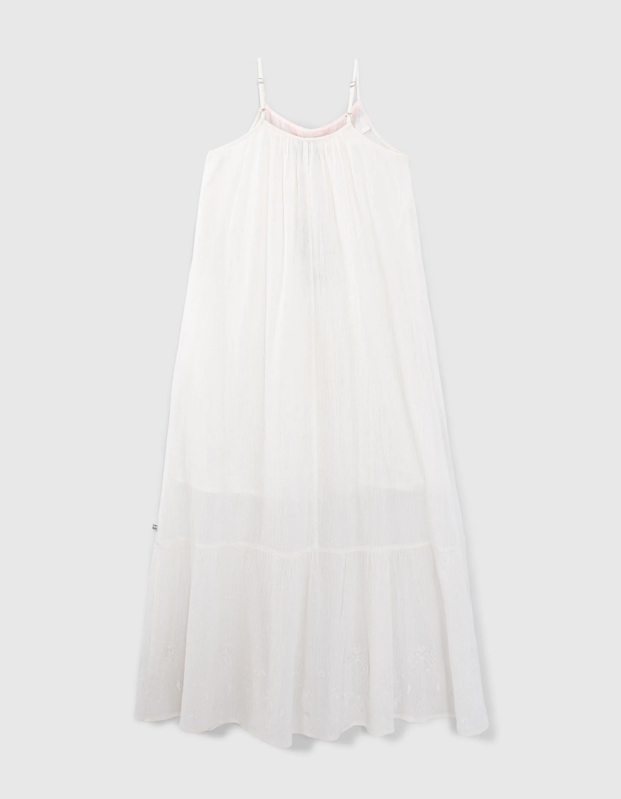 Robe longue blanc cassé dentelle et broderies fille