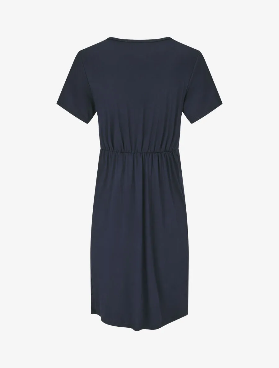 Robe mi-longue à noeud - Marine
