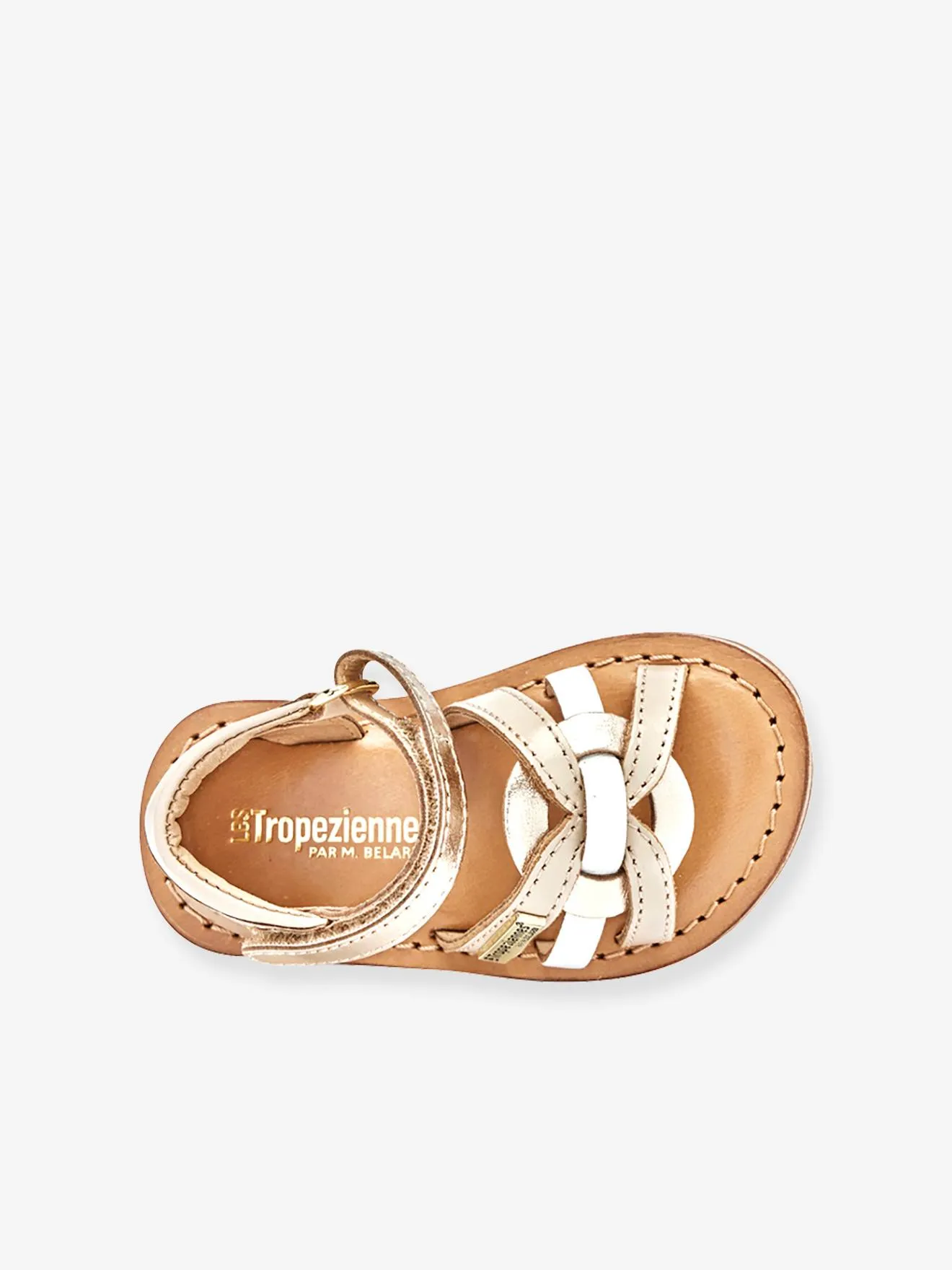 Sandales cuir bébé Badari LES TROPEZIENNES® PAR M. BELARBI beige imprimé - Les Tropéziennes
