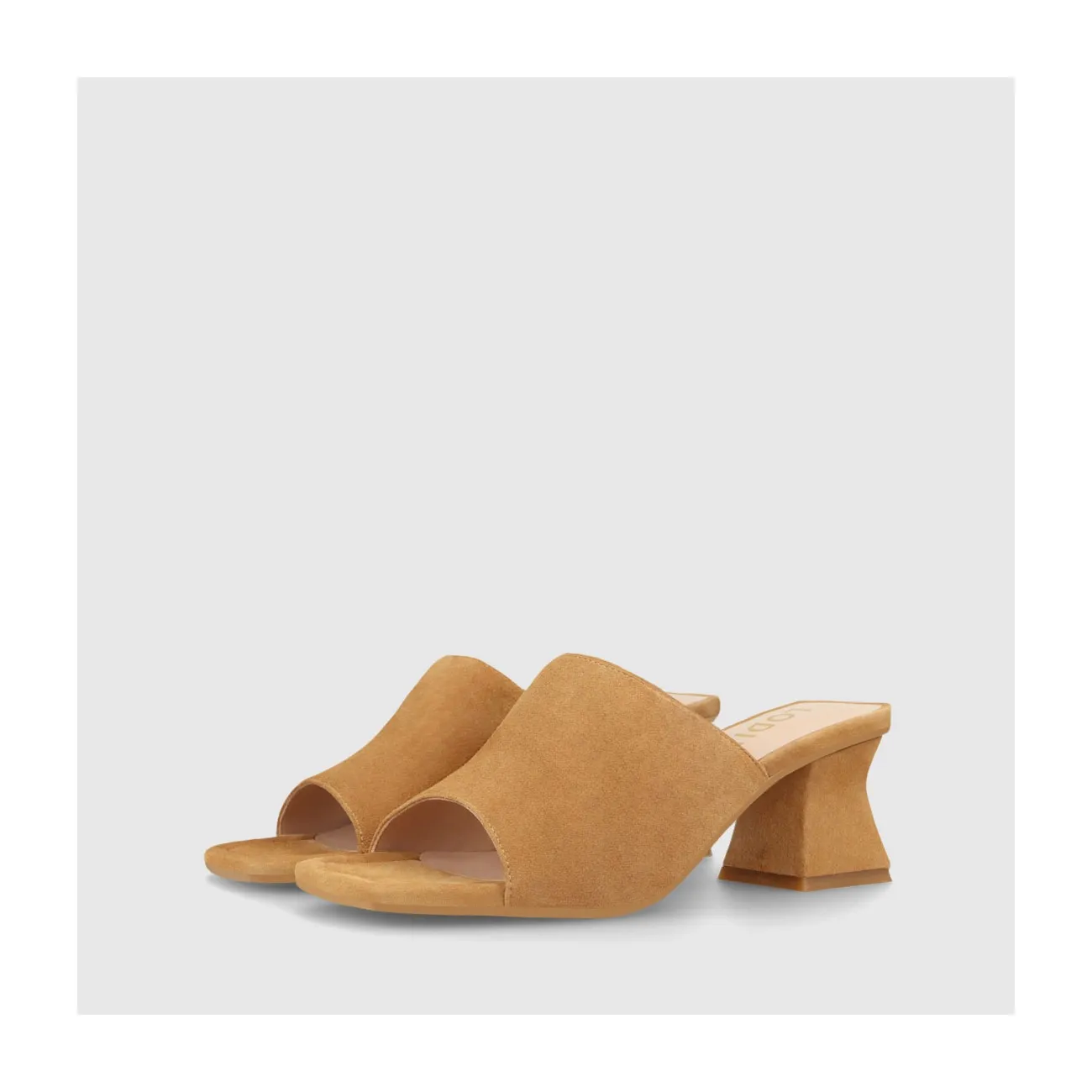 Sandales à talon femme en daim de couleur camel | LODI Chaussures pour femme en ligne.