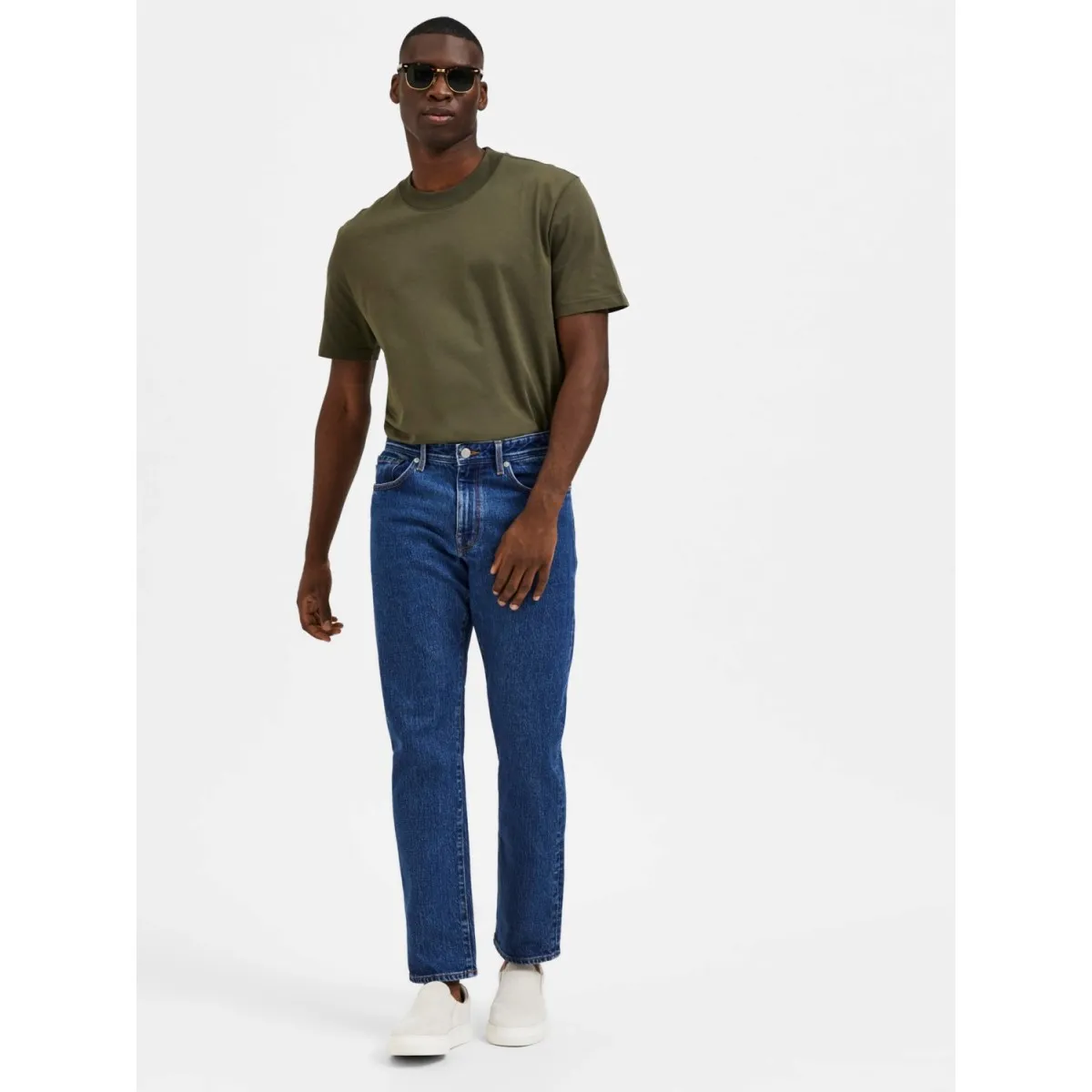 Selected homme - Jeans droit bleu foncé