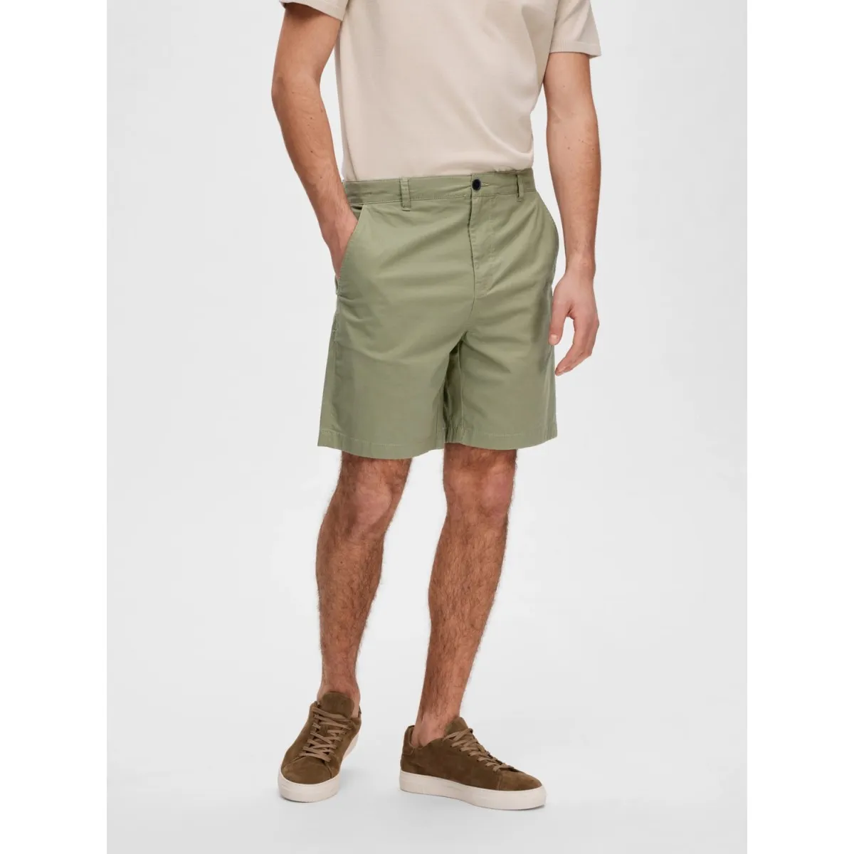 Selected - Short chino vert olive