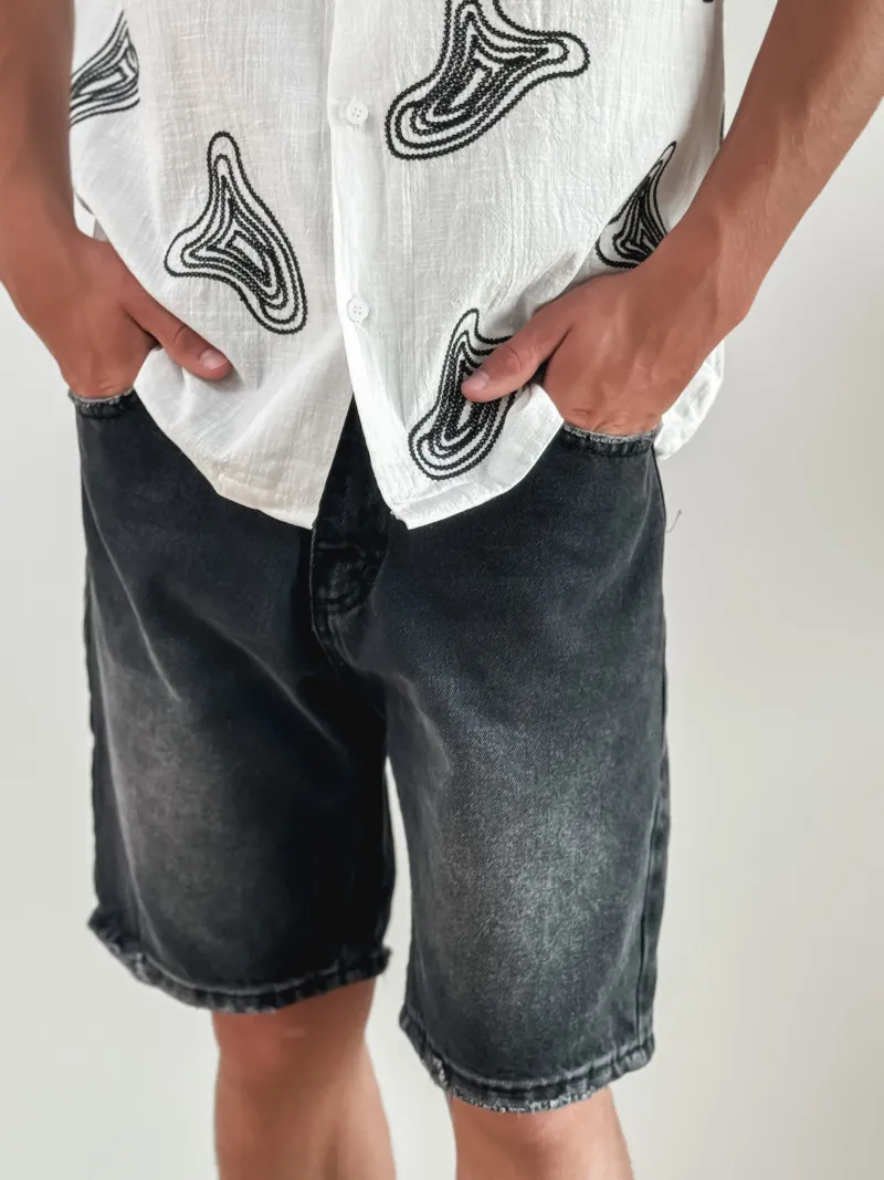 Short en jeans Léandro - Noir