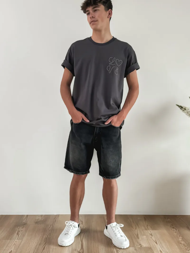 Short en jeans Léandro - Noir