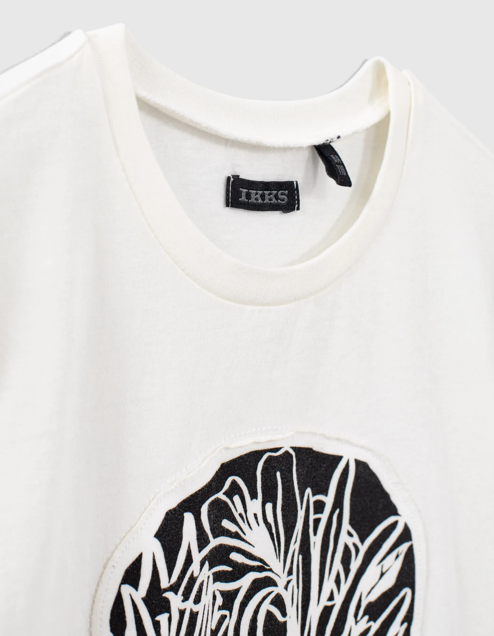 T-shirt blanc cassé visuel tête de mort bio garçon 