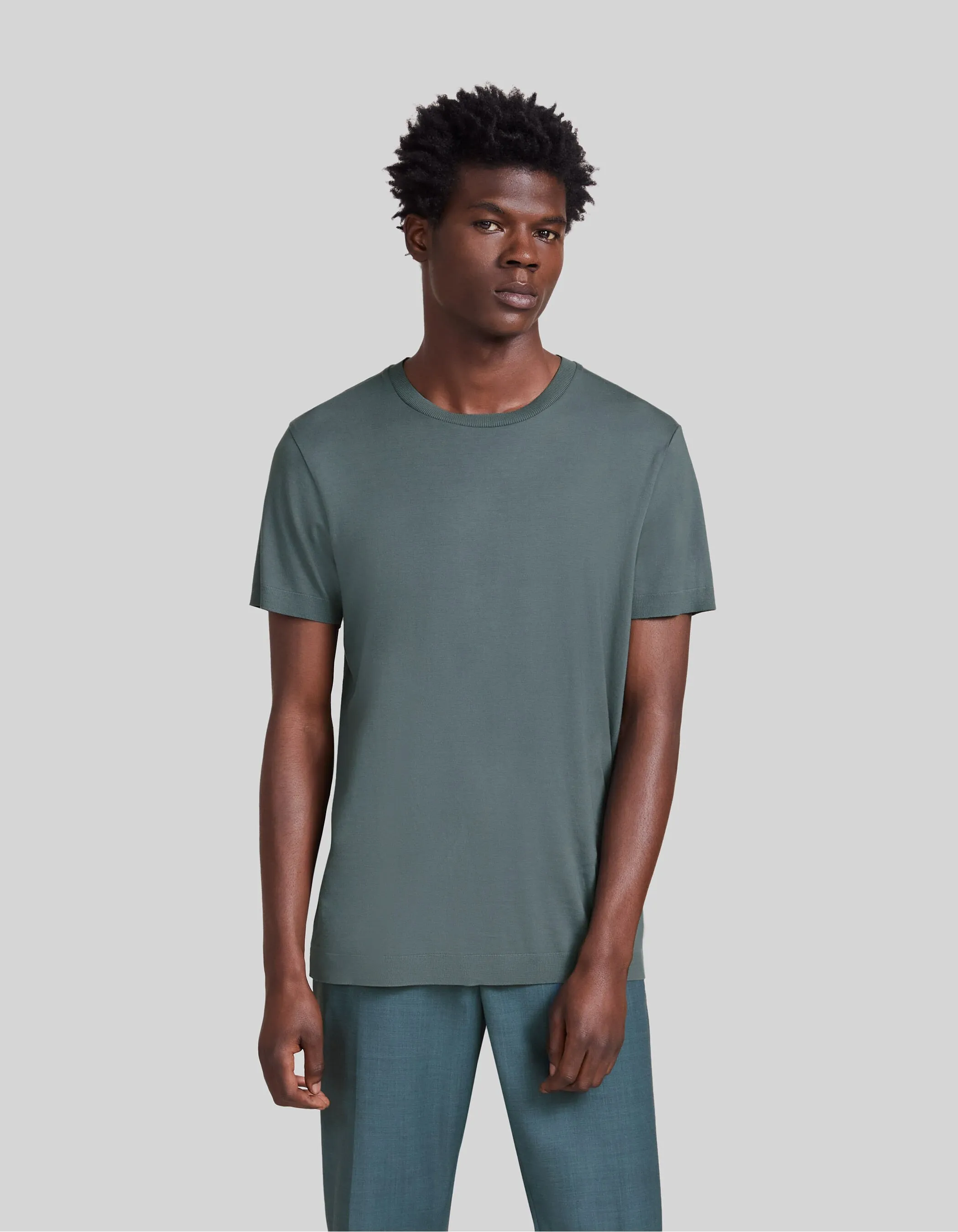 T-shirt vert bleuté mix coton modal Homme