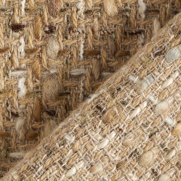 Tissu pour manteau en laine vierge mélangée, chiné – beige foncé