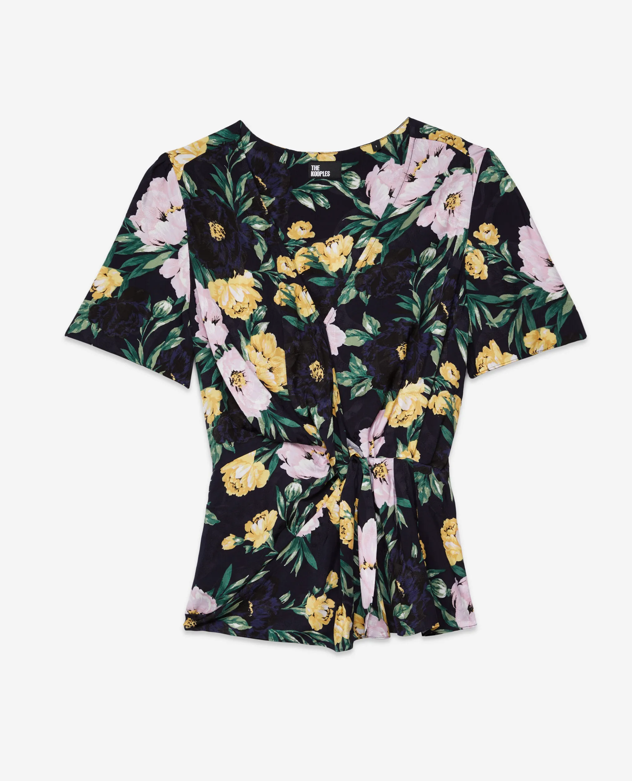 Top fleuri avec drapé