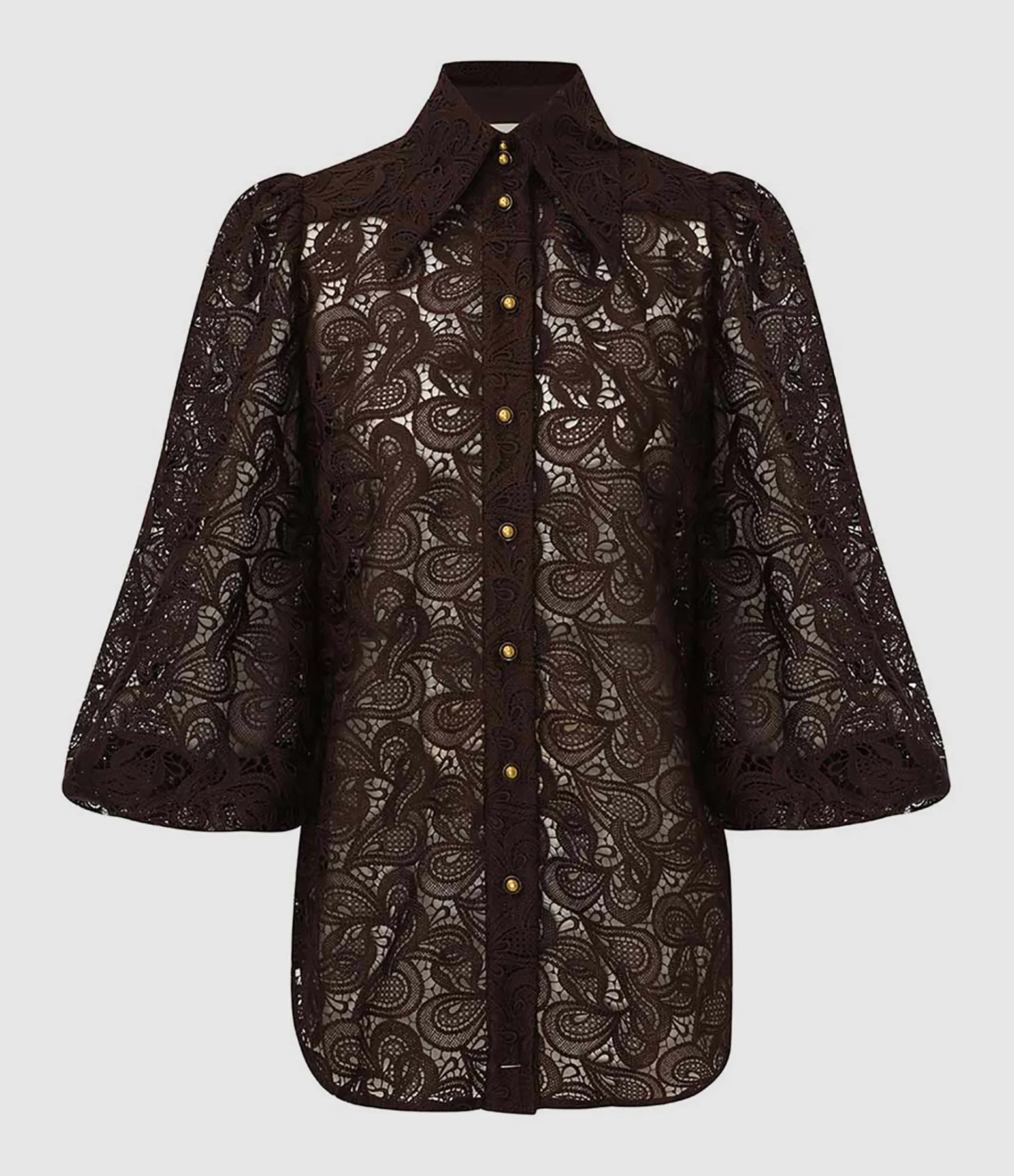 ZIMMERMANN Partager  Blouse Illustration Lace Chocolate  